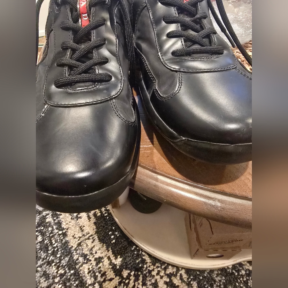 Prada Men's Black Leather Sneakers - Picture 17 of 17